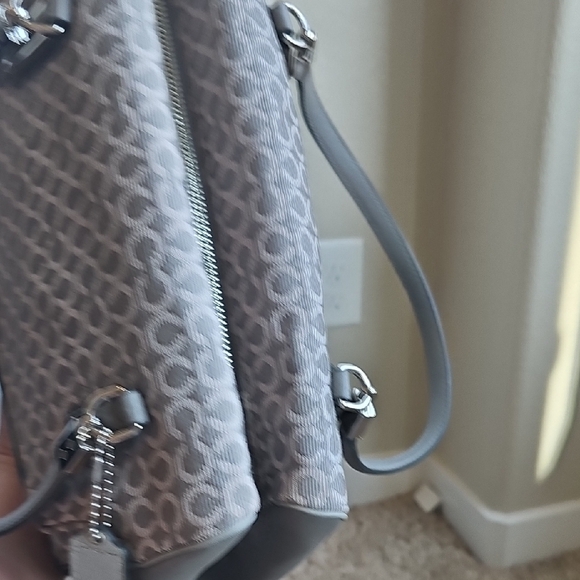 COACH NWOT 2013 Gray Signature Logo Jacquard & Leather MADELINE Crossbody Bag - Picture 10 of 14